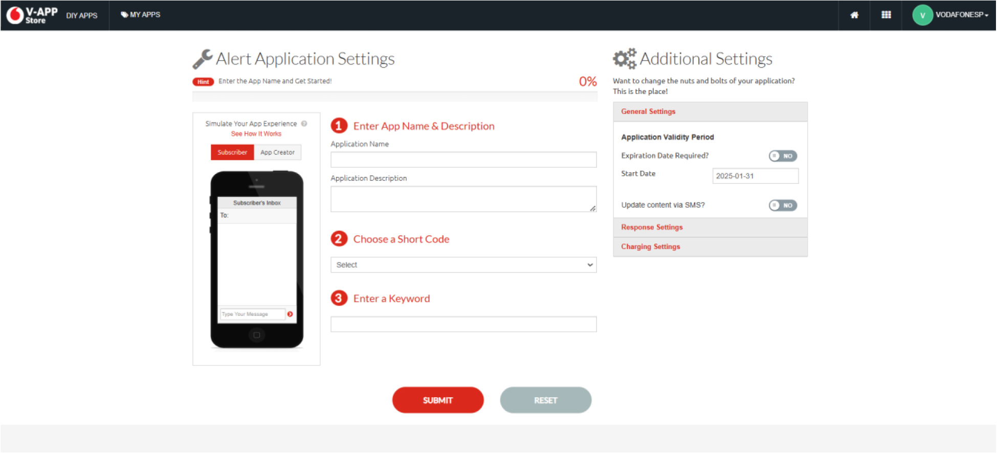 Alert application details screenshot