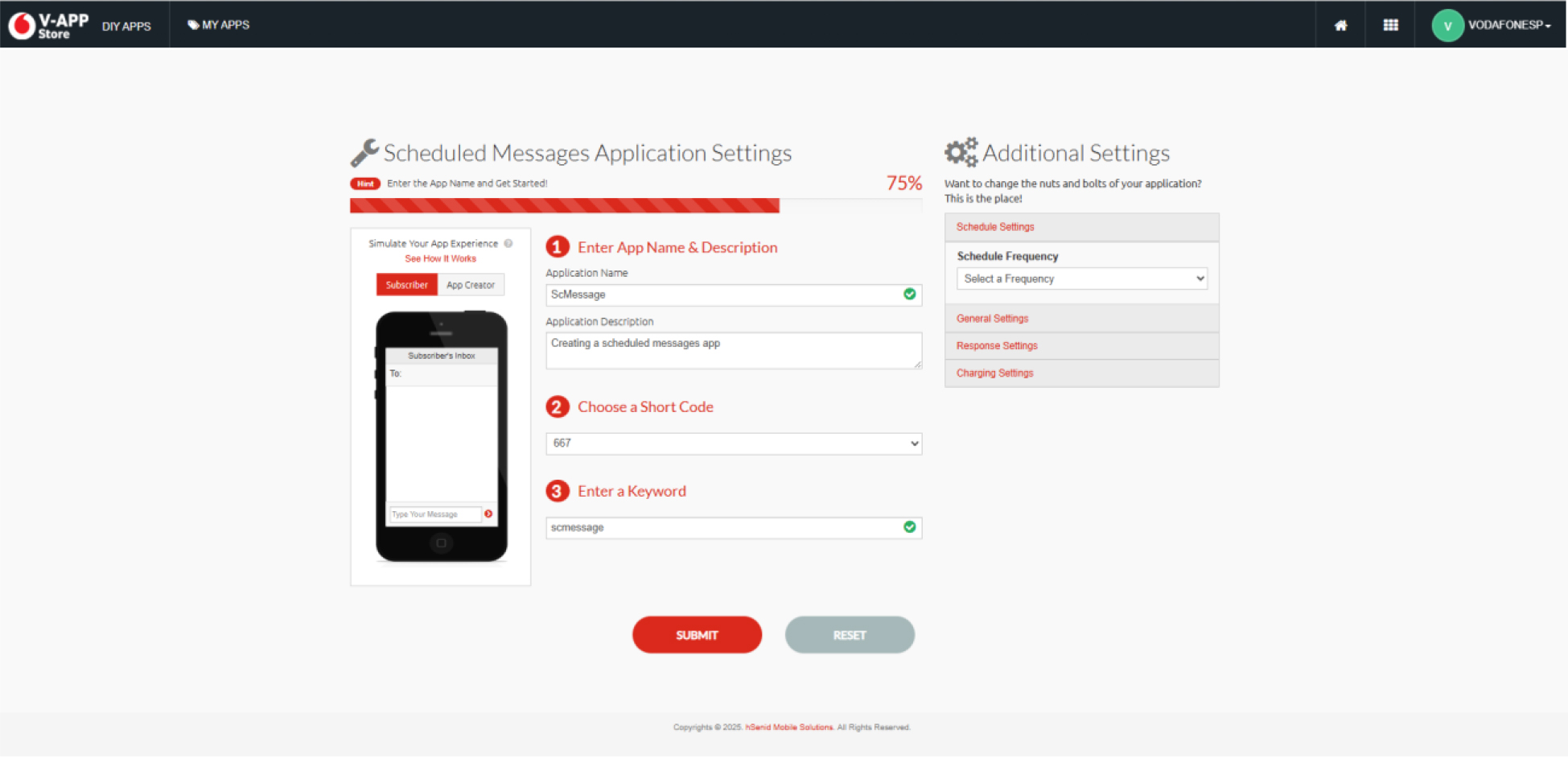 Vote application details screenshot